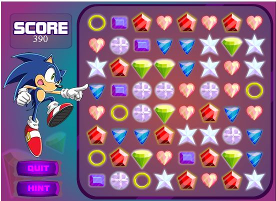 играть он-лайн Sonic X Emerald Grab